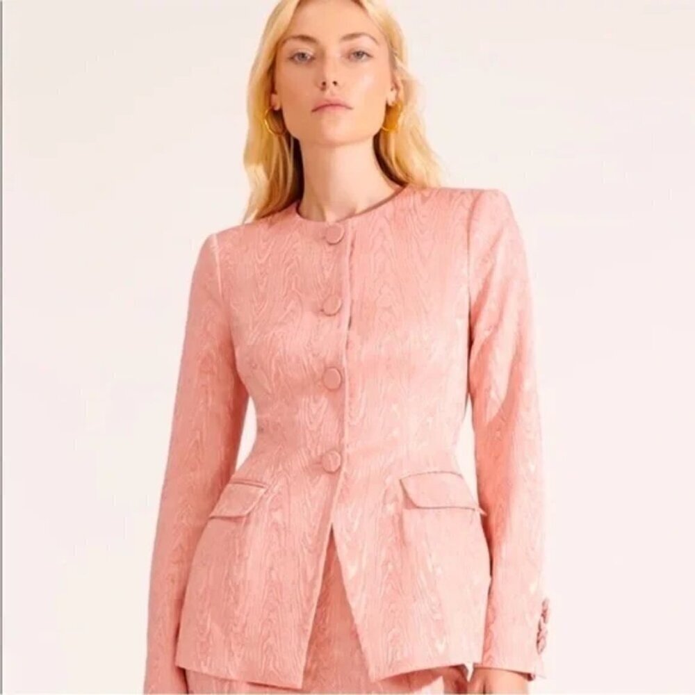 Veronica Beard 'Eris' Fitted Moiré Jacket, Blush Pink - Picture 2 of 4